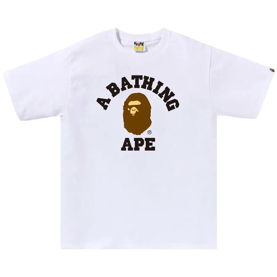 BAPE College Tee 'White/Brown'