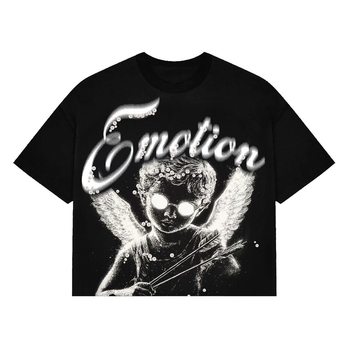 MIXED EMOTION Black “Pearl” Cropped Tee (Black “Pearl” Cropped Tee)