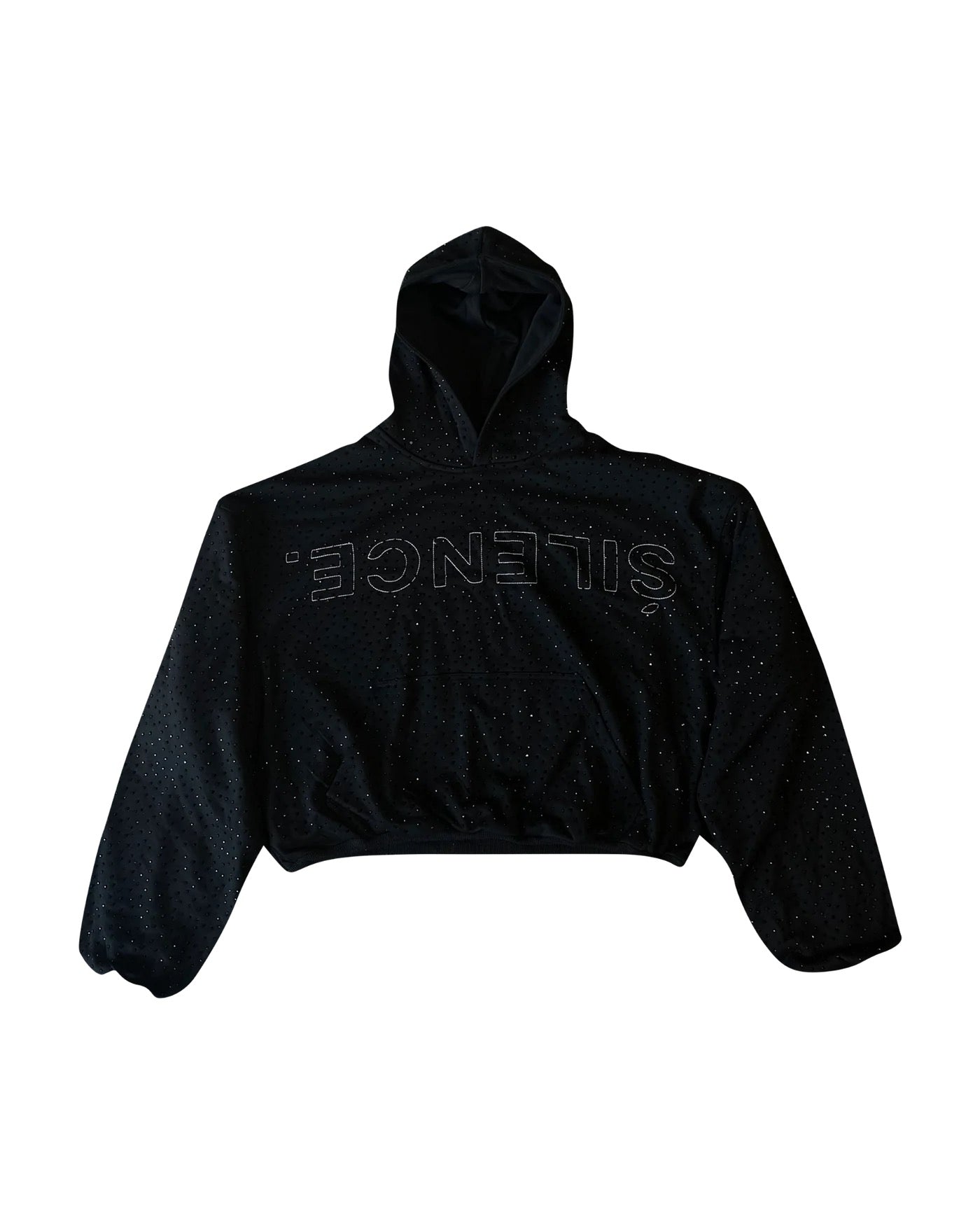 SILENCE BY ONYX ONYX VVS RHINESTONE HOODIE IN BLACK
