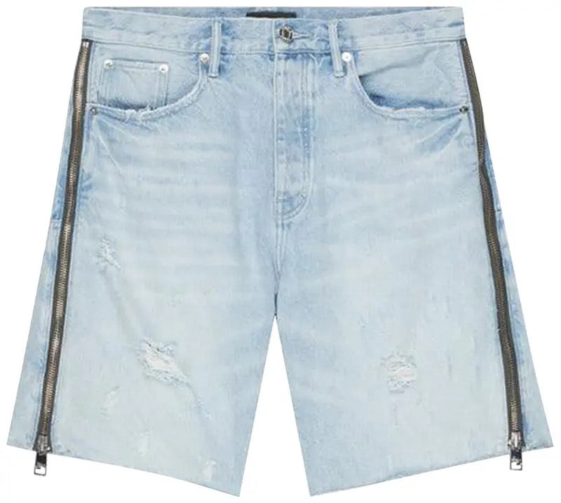 PURPLE Bleached Side Zip Shorts 'Indigo'