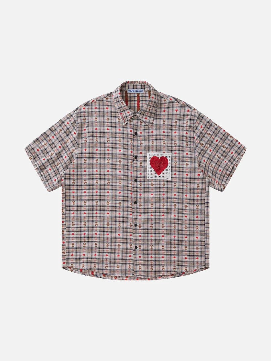 Aelfric Eden Crochet Heart Pocket Plaid Shirt