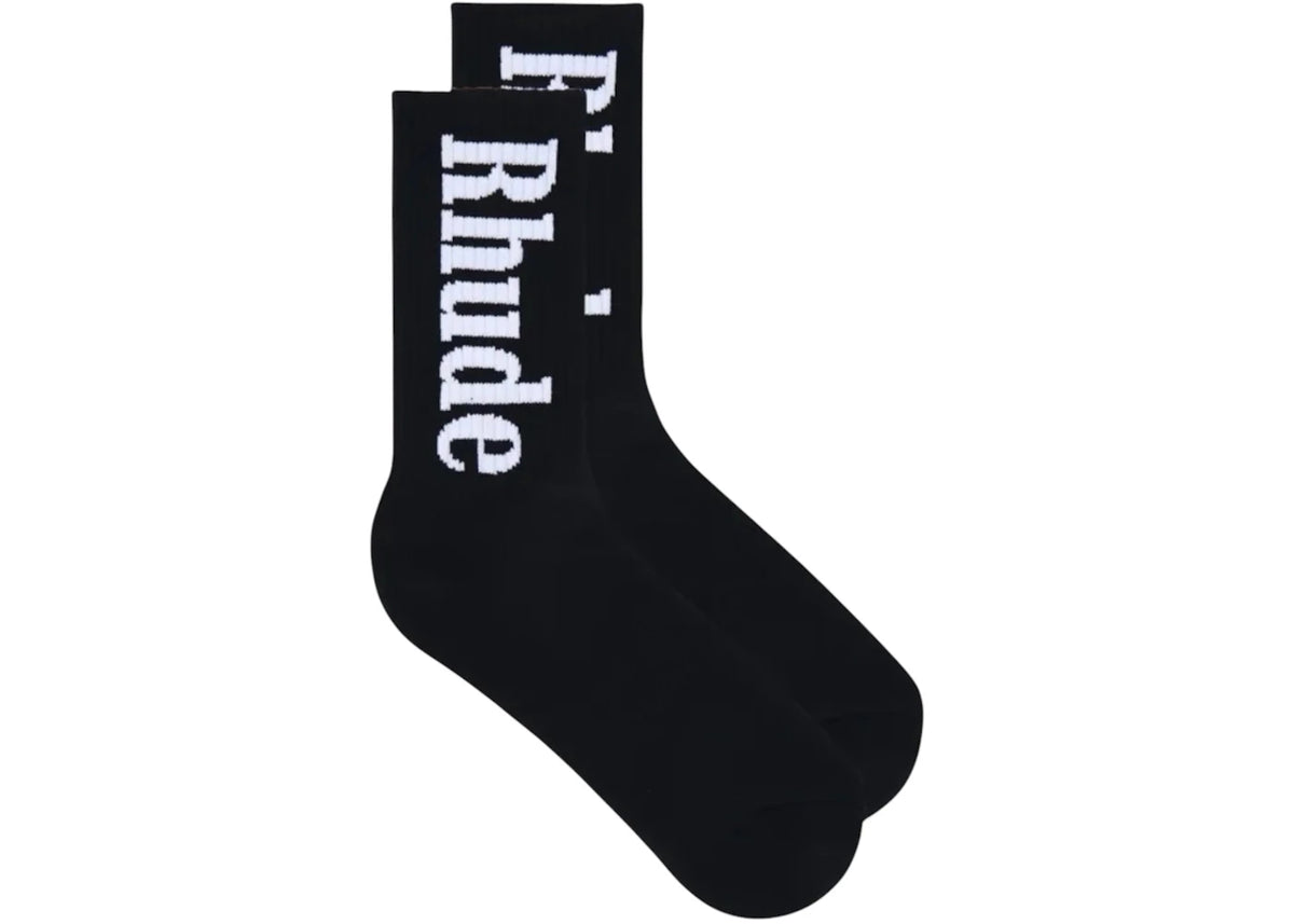Rhude Vertical Logo Socks Black/White