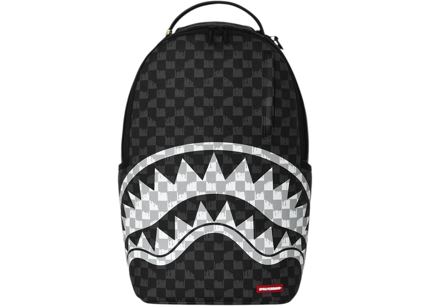 Sprayground Black and White Drip Check Shark Backpack Black/White