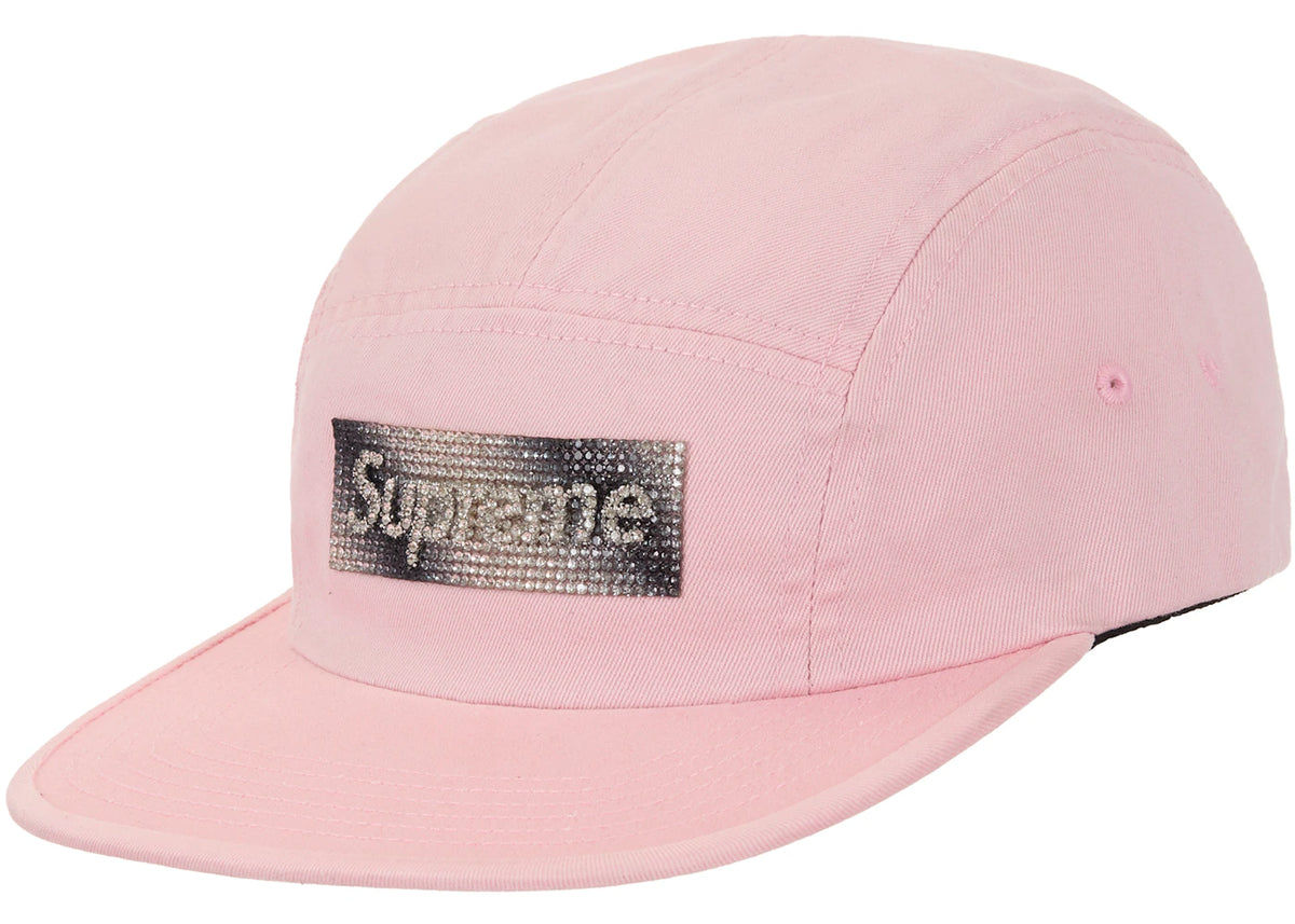 Supreme Rhinestone Label Camp Cap Pink