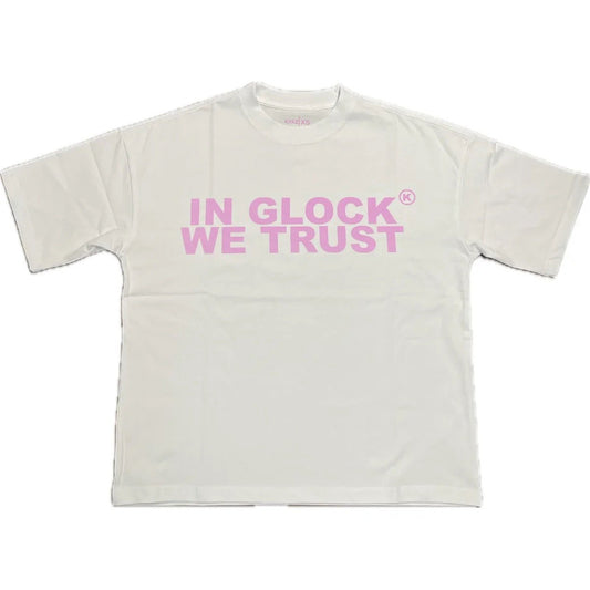 IN GLOCK WE TRUST TEE WHITE/PINK
