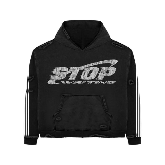 STOP WAITING BLACK TRACK HOODIE