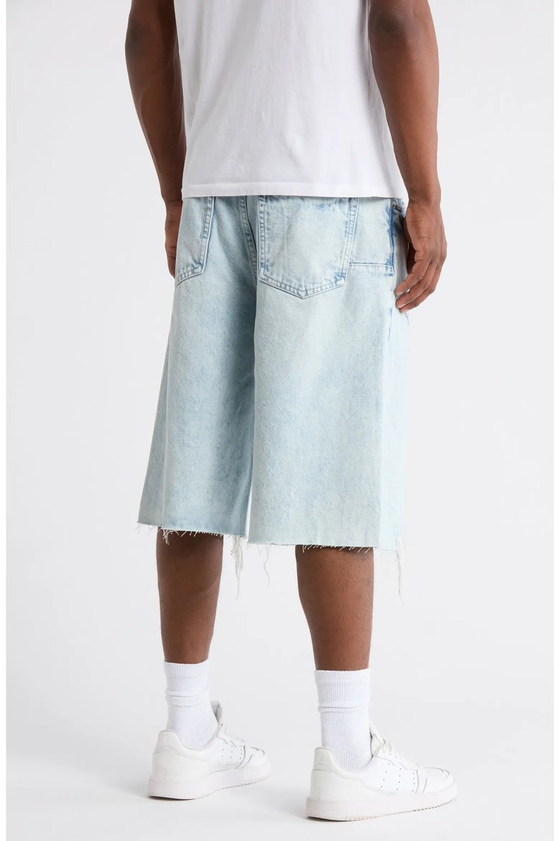 Blowout Patched Raw Hem Denim Shorts