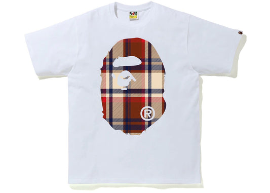 BAPE Check Big Ape Head Tee White/Red