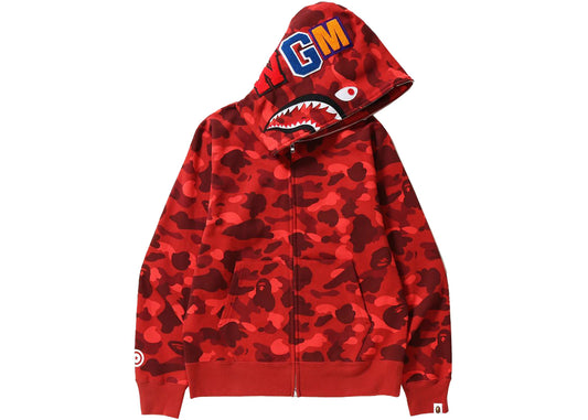 BAPE Color Camo Shark Full Zip  Hoodie Red