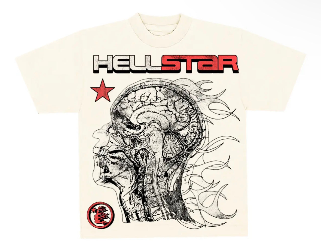 Hellstar Studios Cranium Short Sleeve Tee Shirt Cream