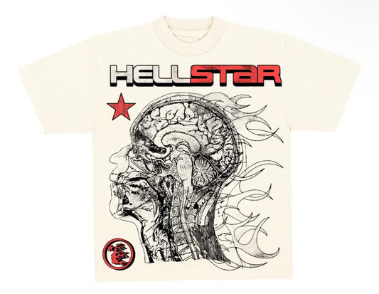 Hellstar Studios Cranium Short Sleeve Tee Shirt Cream