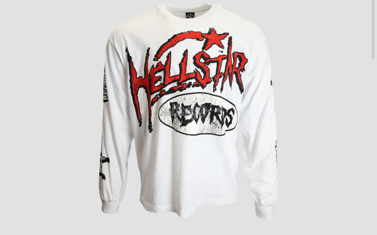 HELLSTAR STUDIOS RECORDS LONGSLEEVE WHITE T-SHIRT