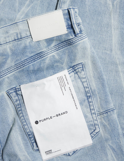 PURPLE BRAND LIGHT INDIGO TIE ACID JEAN