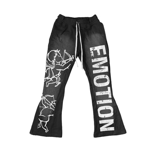 MIXED EMOTION Black “Cupid” Flare Sweatpants