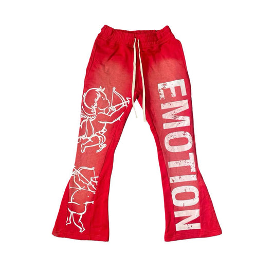 MIXED EMOTION Red “Cupid” Flare Sweatpants