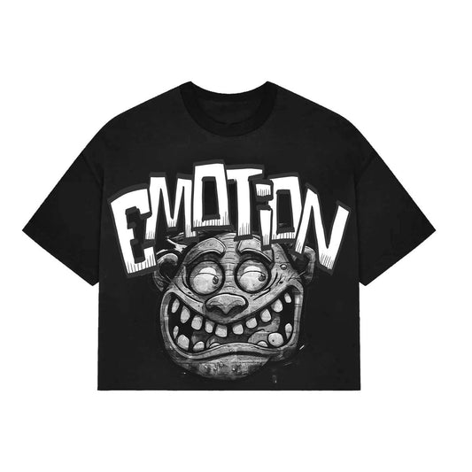 MIXED EMOTION Black “Monster” cropped Tee