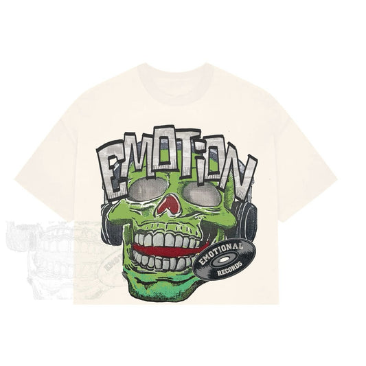 MIXED EMOTION Cream “Monster” Cropped Tee