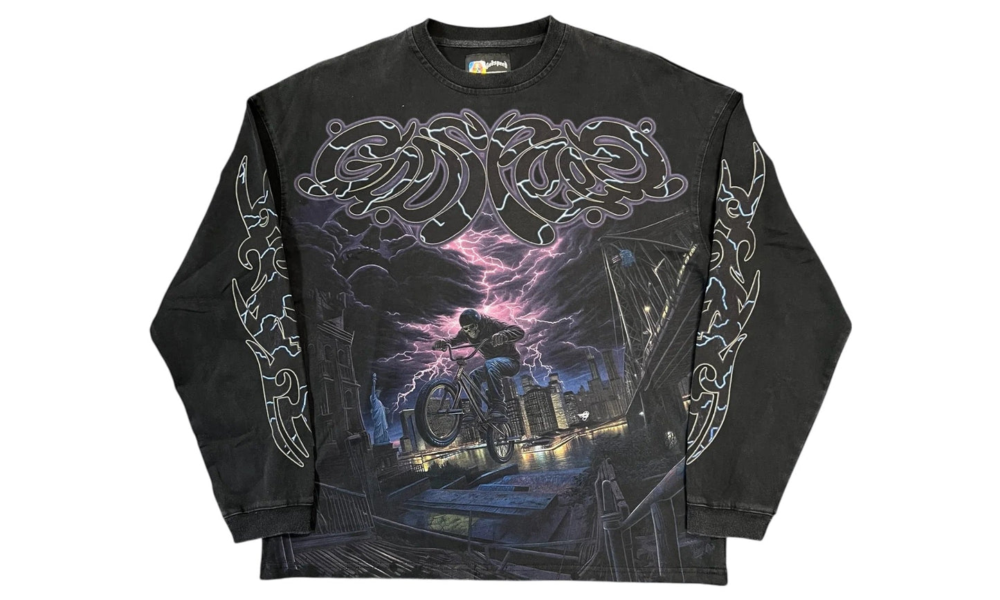 GODSPEED B.M.X WASHED BLACK LONGSLEEVE T-SHIRT