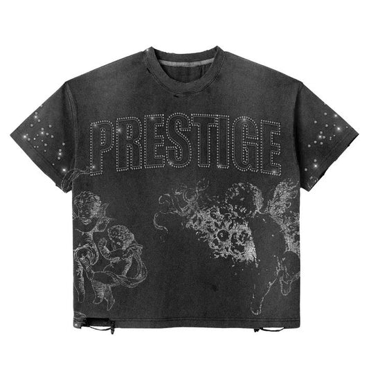 PRESTIGE Distress Angel Rhinestone tee