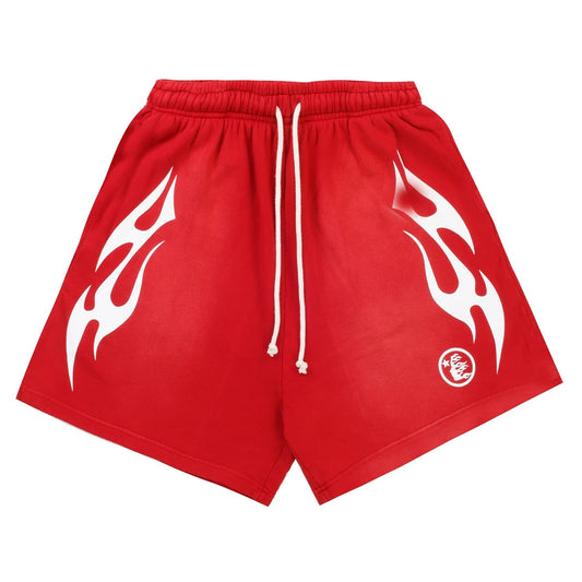 Hellstar Flame Shorts Red White