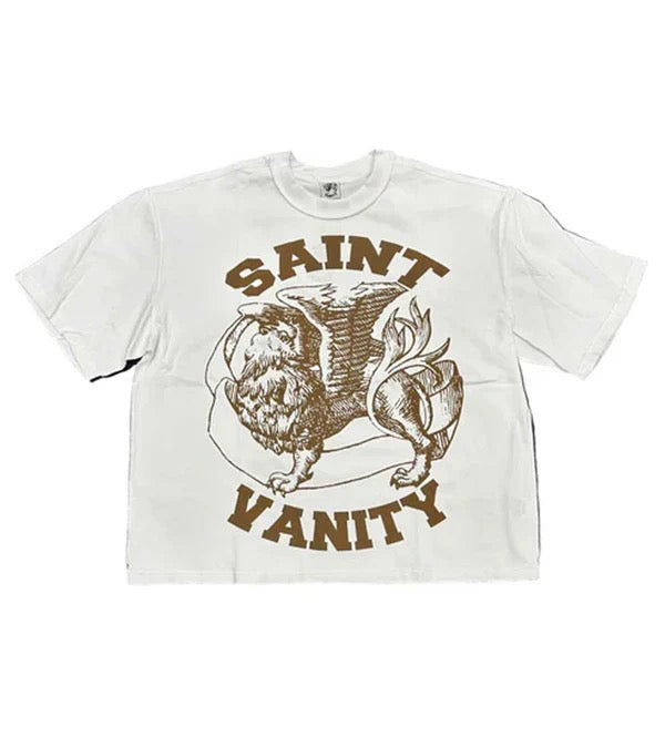 SAINT VANITY GRIFFIN TEE WHITE/BROWN