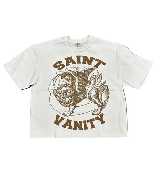 SAINT VANITY GRIFFIN TEE WHITE/BROWN