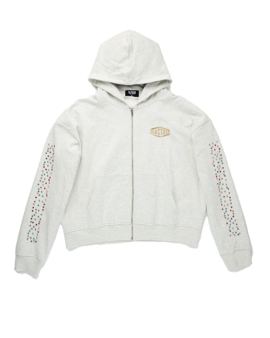 AZVA Crystal Cactus Zip Hoodie - Grey