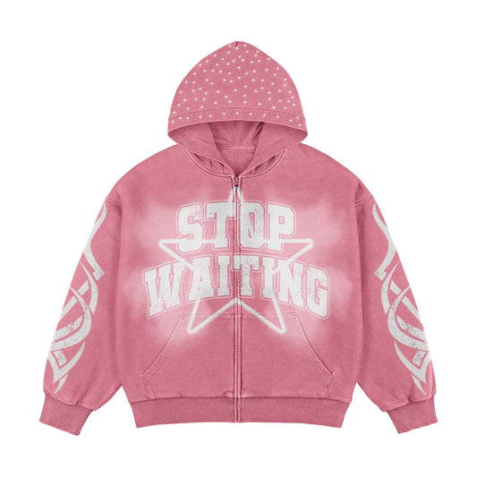 Stop Waiting Pink Pink Hoodie
