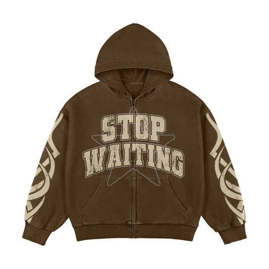 STOP WAITING CHOSEN STAR BROWN HOODIE