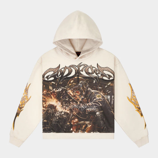 GODSPEED Hoodie NEW YORK steel sharpens steel BONE