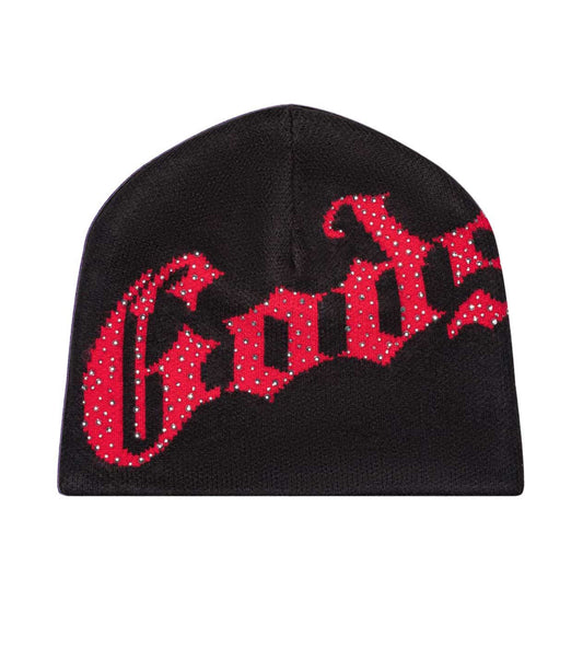 GODSPEED FOREVER OG LOGO STUDDED BEANIE BLACK/RED