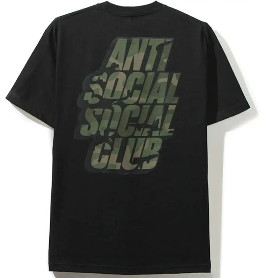 anti social social club blocked camo tee black