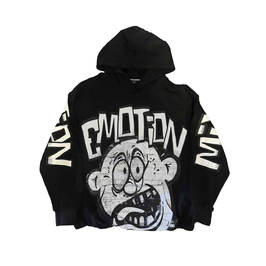 MIXED EMOTION BLACK CROPPED HOODIE
