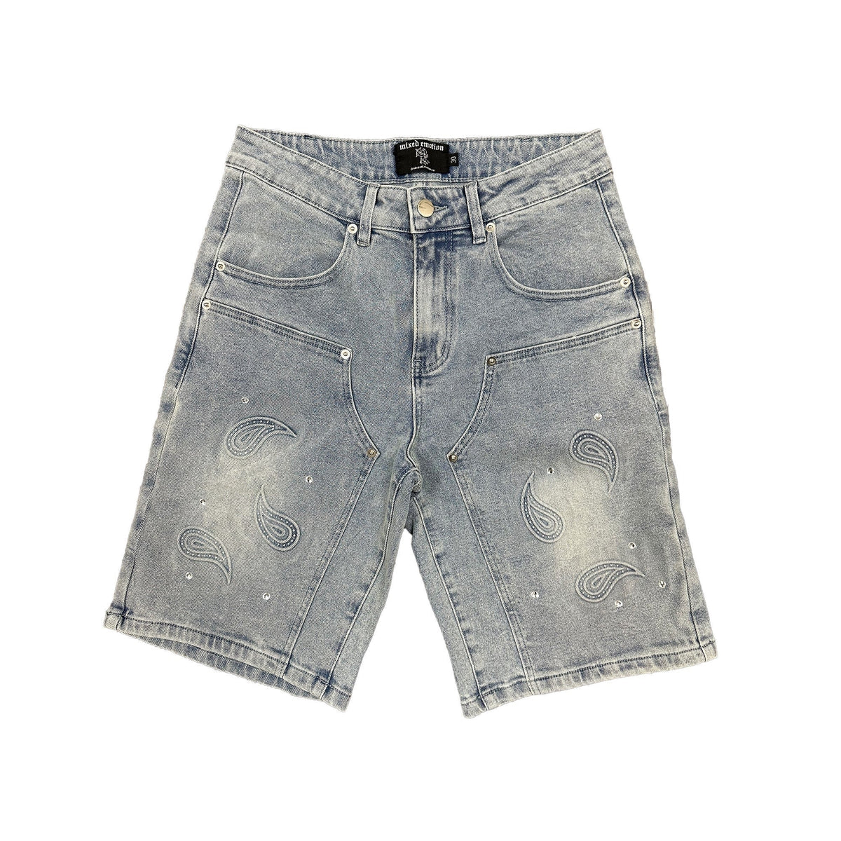 Mixed Emotion Paisley Denim Blue Shorts