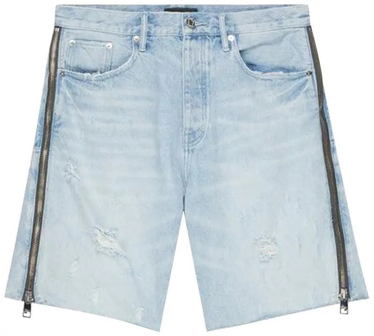 PURPLE Bleached Side Zip Shorts 'Indigo'