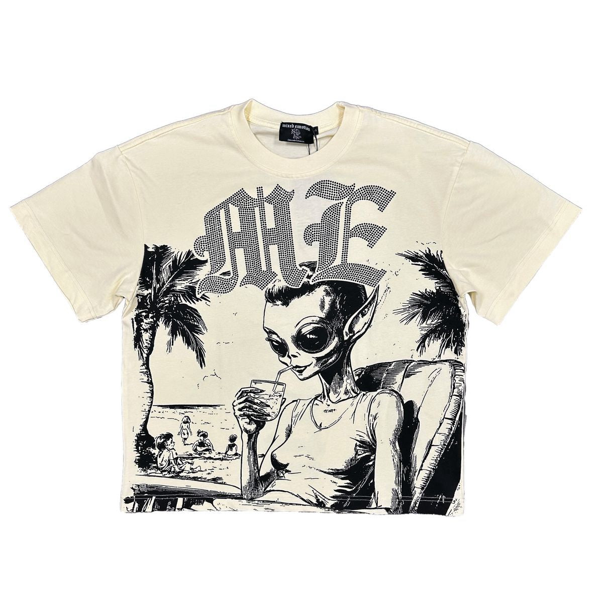 MIXED EMOTION Beach Rhinestone Tee (Beach Rhinestone Tee)