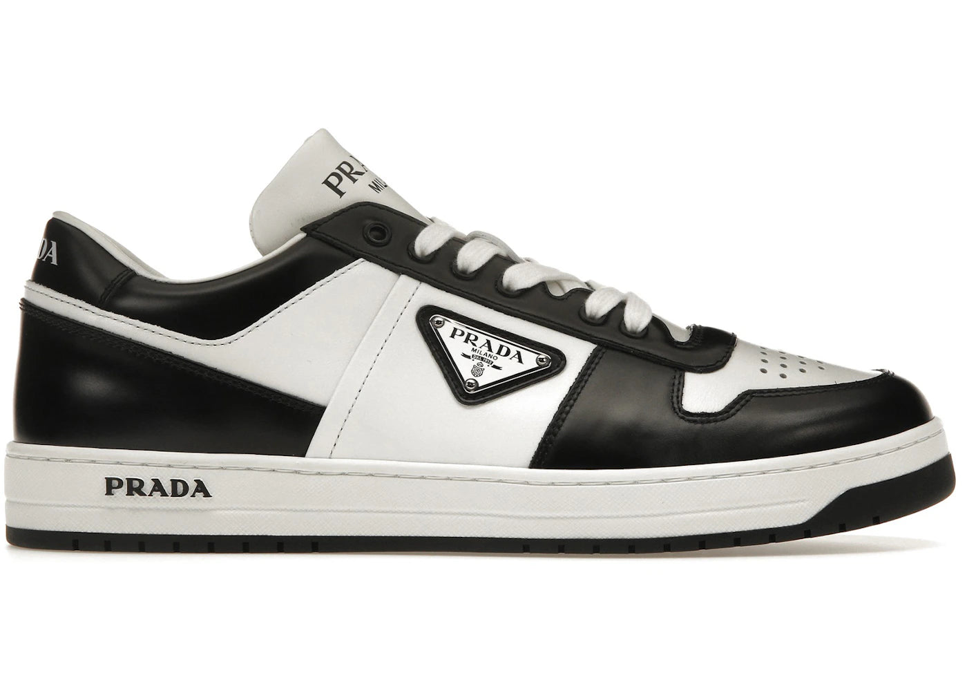 Prada Downtown Low Top Sneakers Leather White Black