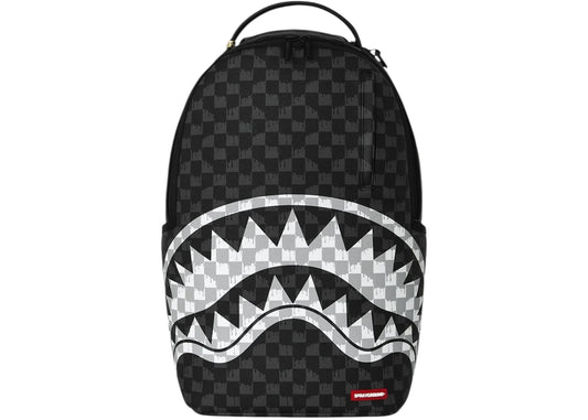 Sprayground Black and White Drip Check Shark Backpack Black/White