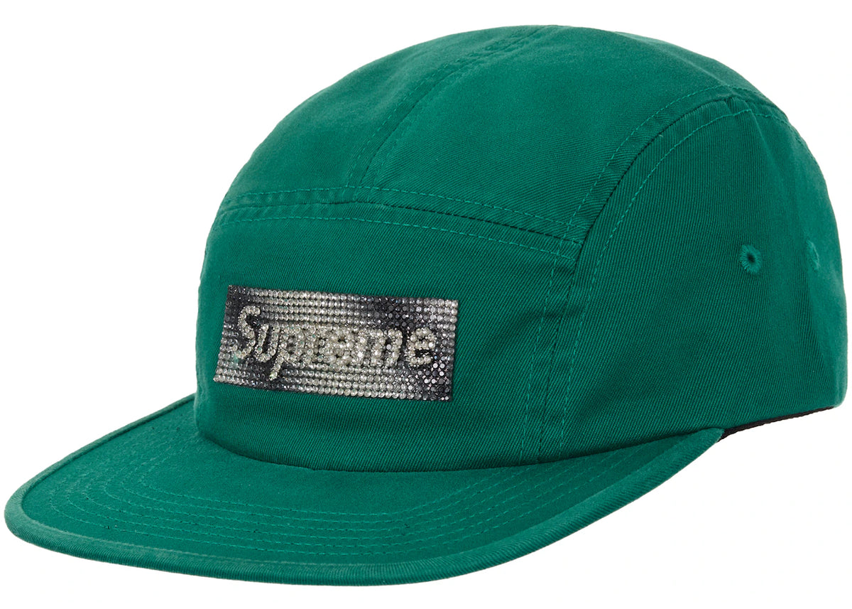 Supreme Rhinestone Label Camp Cap Green