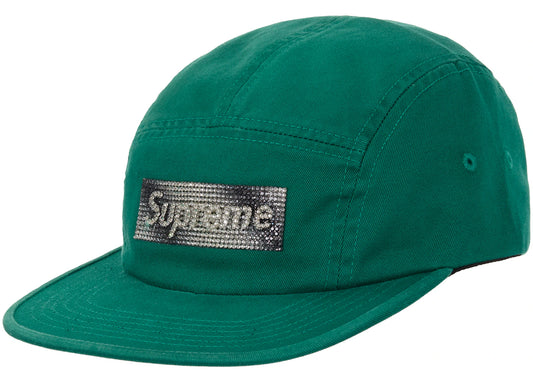 Supreme Rhinestone Label Camp Cap Green