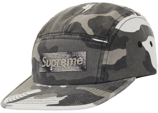 Supreme Rhinestone Label Camp Cap Snow Camo
