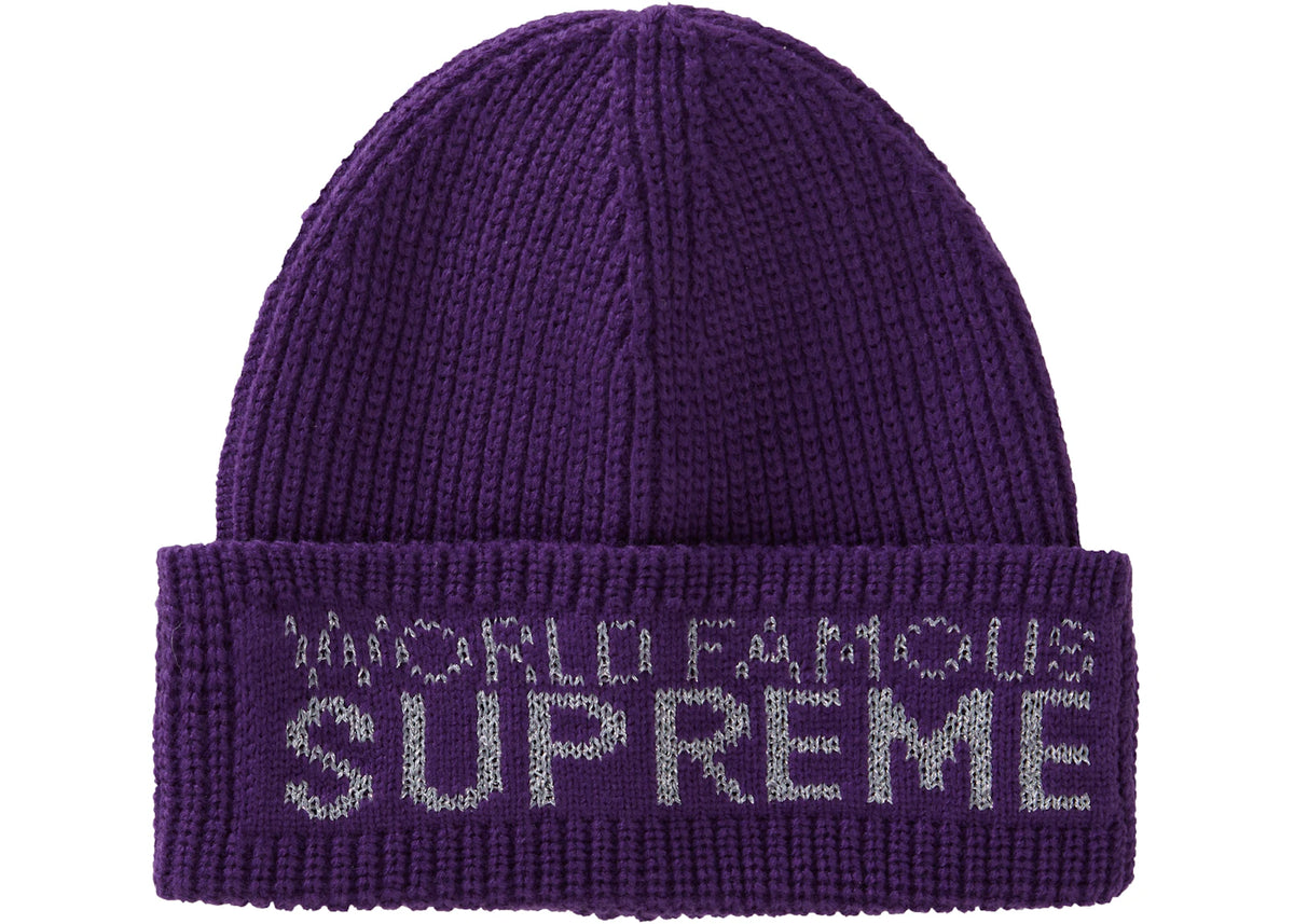 Supreme World Famous Beanie Dark Purple