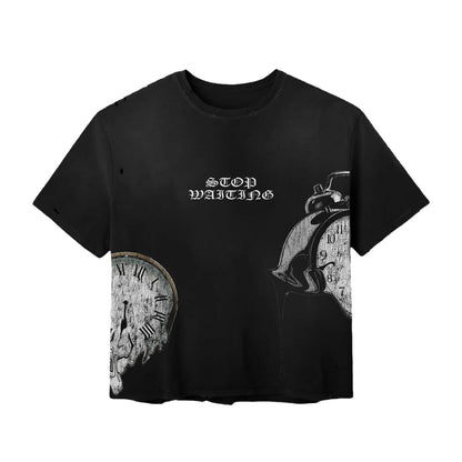STOP WAITING VINTAGE CLOCK TEE (BLACK)