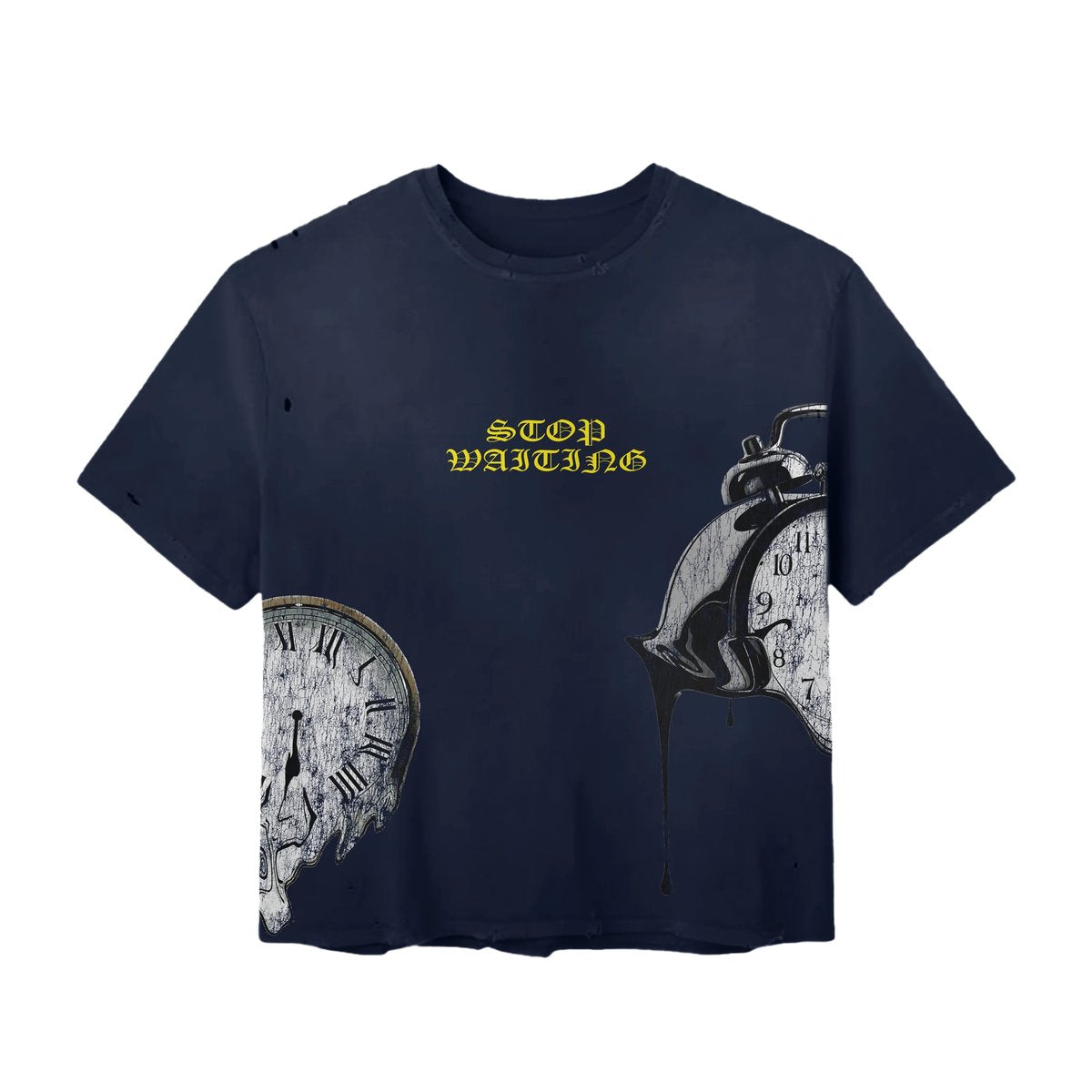STOP WAITING VINTAGE CLOCK TEE (NAVY)