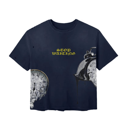 STOP WAITING VINTAGE CLOCK TEE (NAVY)