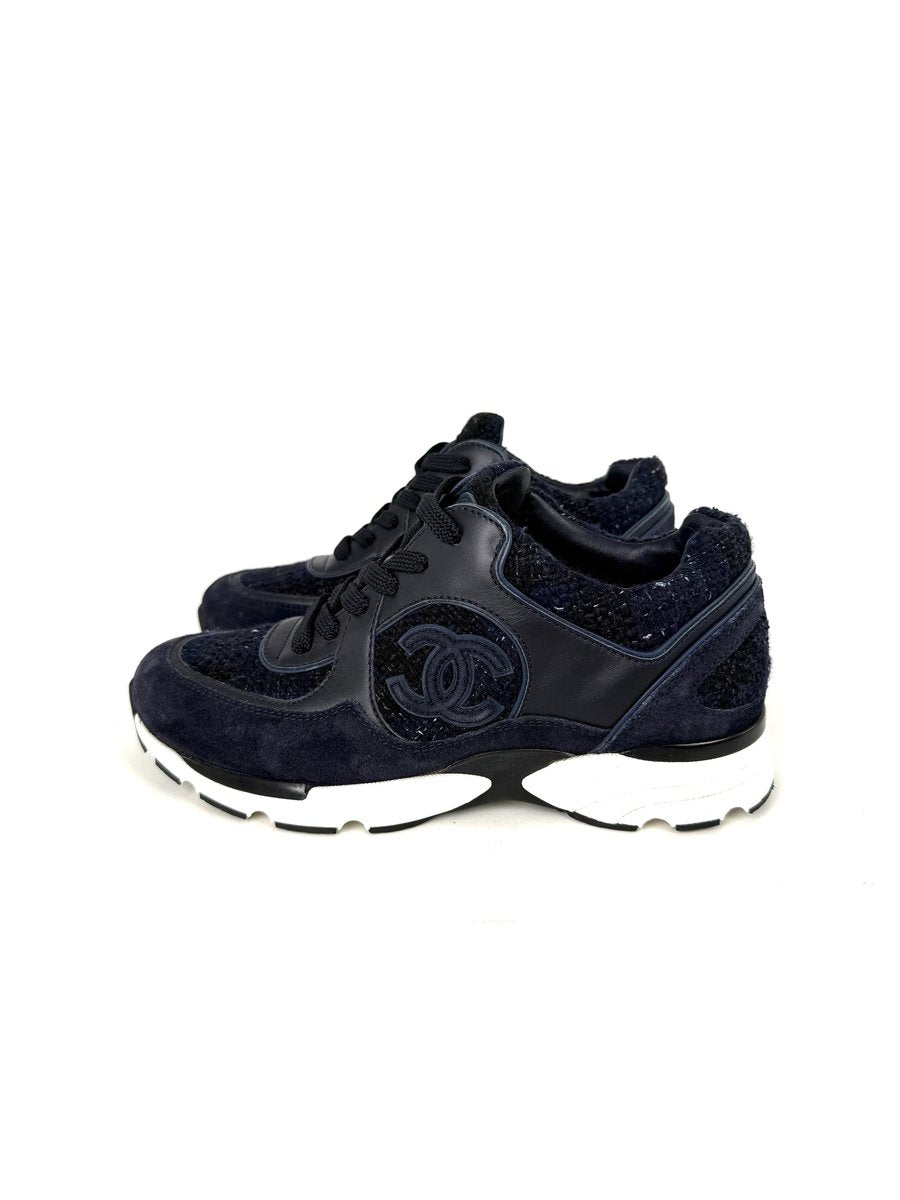 Chanel Women's CC Low-Top Sneakers Leather and Tweed