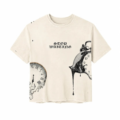 STOP WAITING VINTAGE CLOCK TEE (BONE)