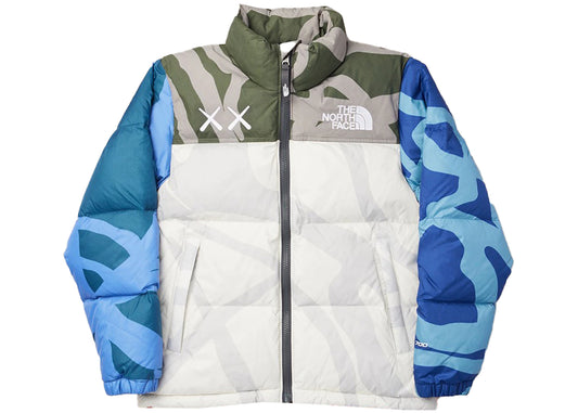 KAWS x The North Face Youth Retro 1996 Nuptse Jacket KW Moonlight Ivory Nuptse Print